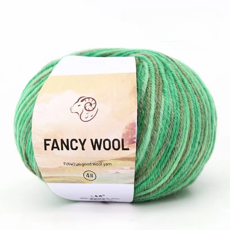 Rainbow Fancy Segment Dyed Medium Fine Wool Thread Hand Knitted DIY Shawl Scarf Sweater Wool 50g