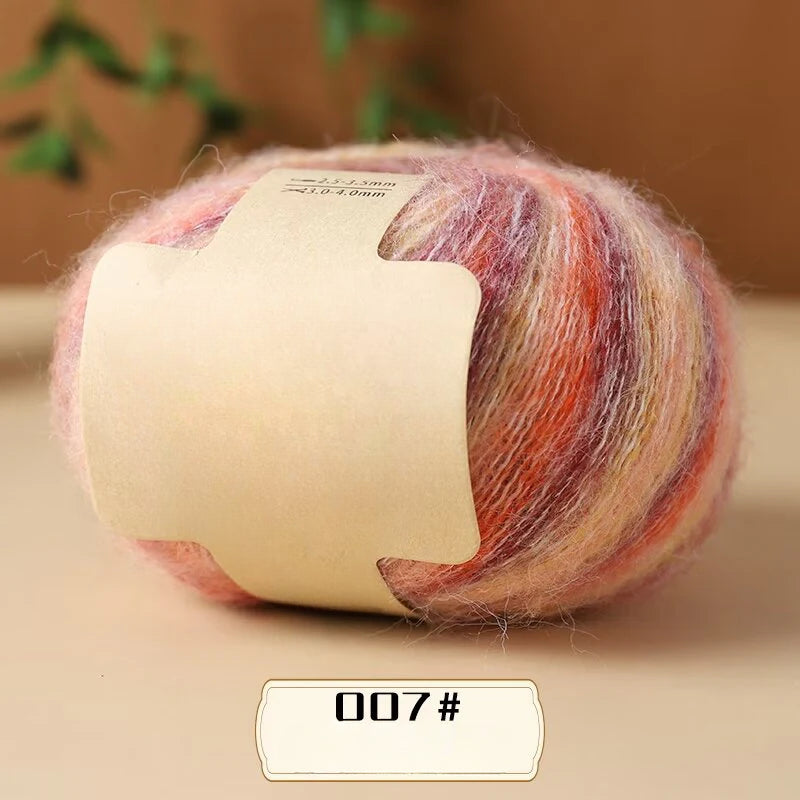 Colorful small cloud velvet segment dyed silk mohair worsted fine wool lace thread hand-woven sweater scarf shawl