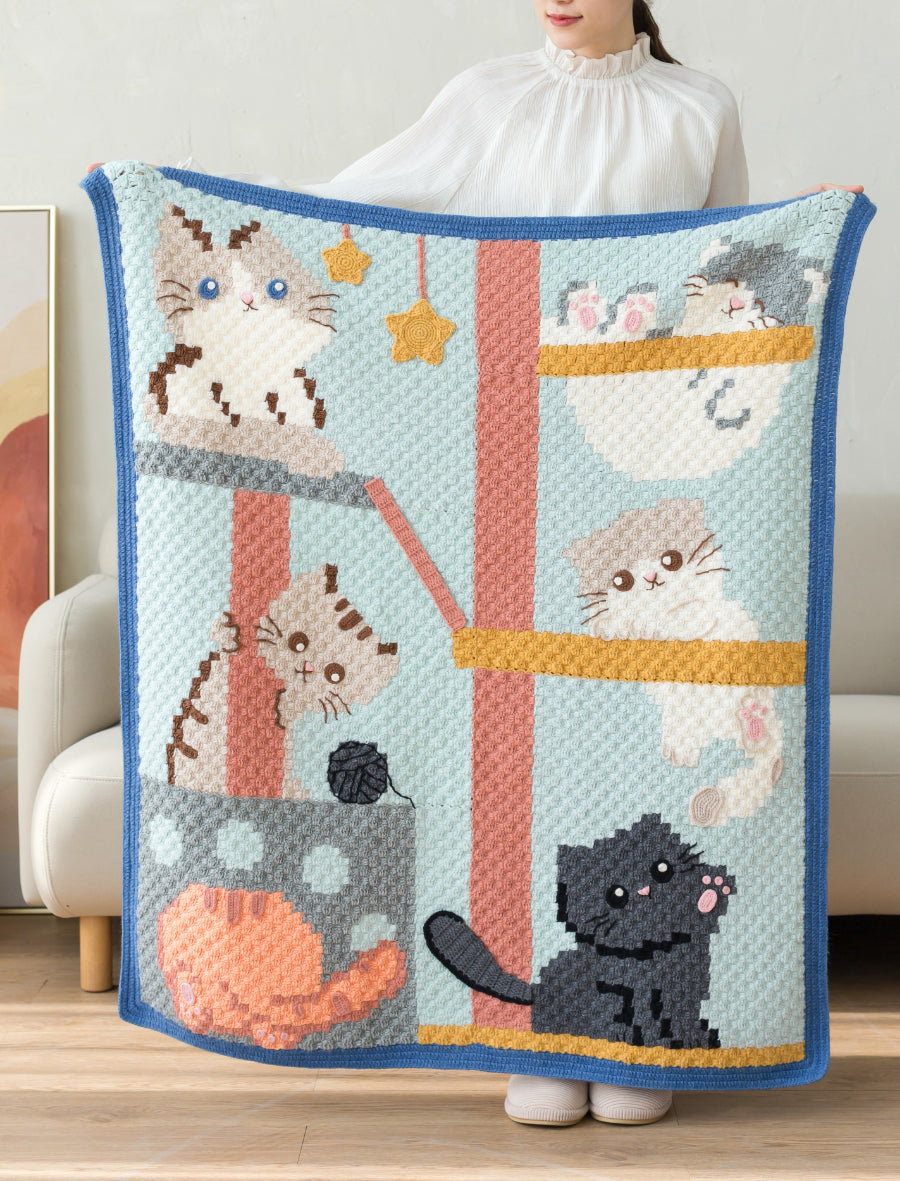 Knit handmade   Blanket      Cotton thread   Special gift cat blanket