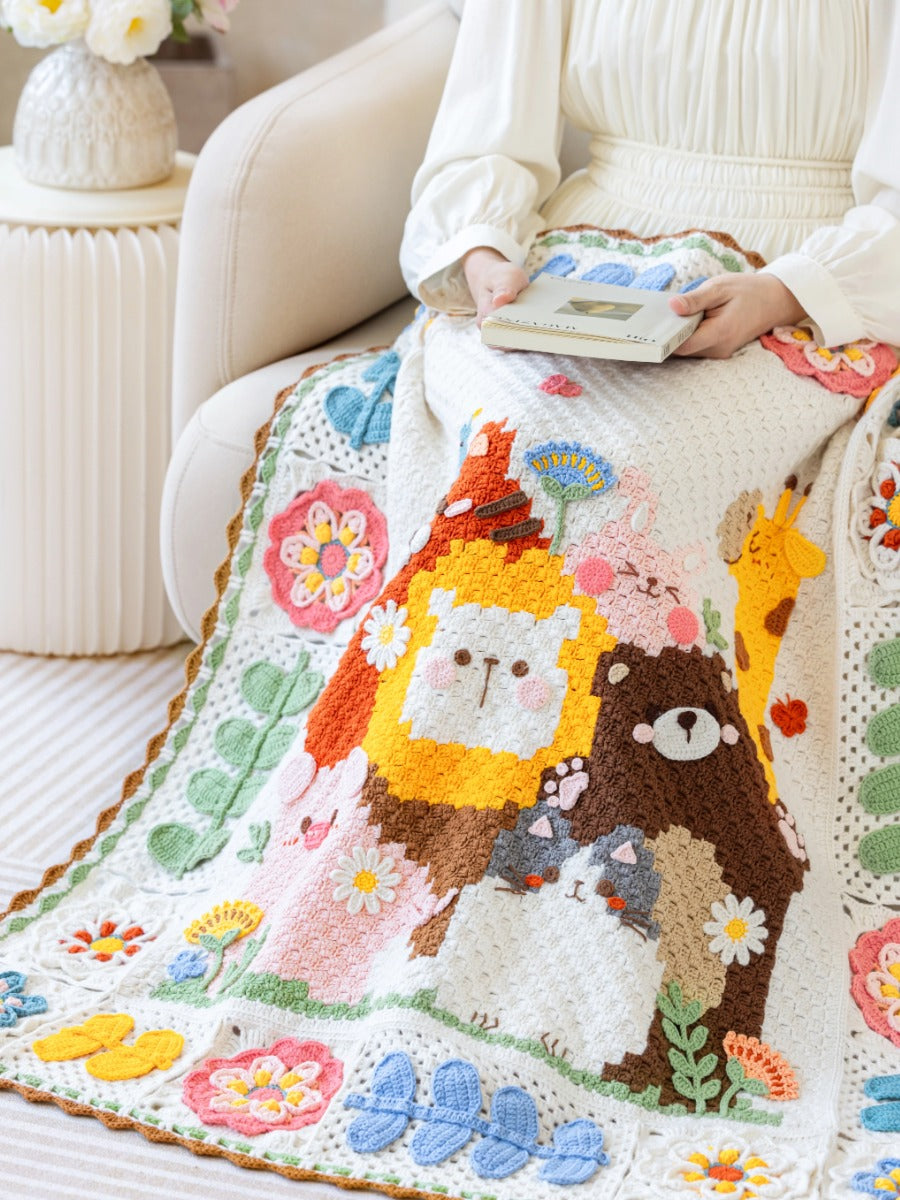 handmade   Blanket    Cotton thread   Special gift  zoo blanket  baby blanket  knit knitting  knit blanket