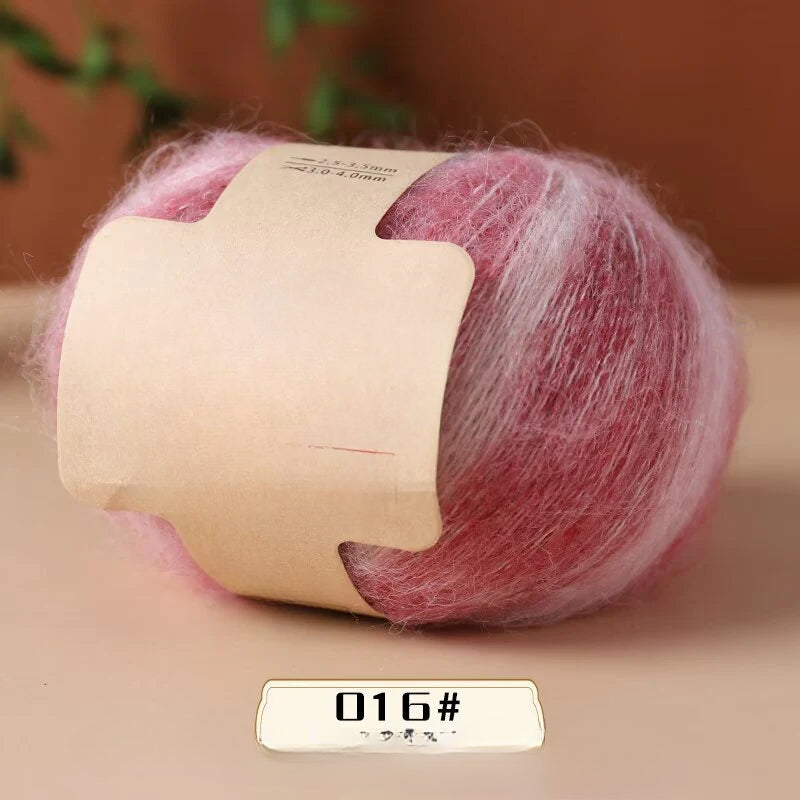 Colorful small cloud velvet segment dyed silk mohair worsted fine wool lace thread hand-woven sweater scarf shawl