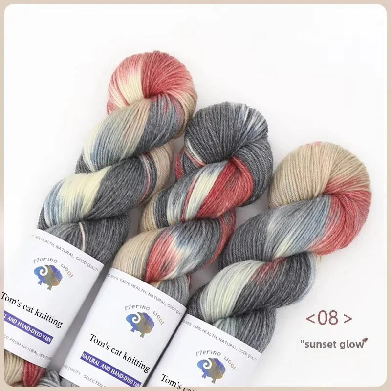 Dopamine hand dye gradual change wool thread segment dye wool DIY hand knitted baby sweater scarf ball thread 100g