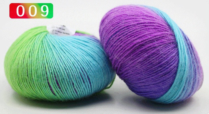 Pure wool rainbow thread long segment dyed fancy sheet music wool shawl hat thread medium fine hand woven lady wool
