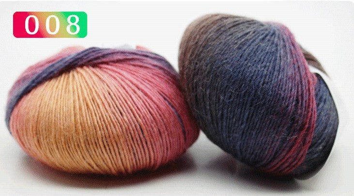 Pure wool rainbow thread long segment dyed fancy sheet music wool shawl hat thread medium fine hand woven lady wool