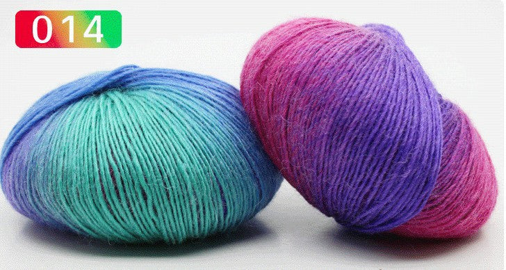 Pure wool rainbow thread long segment dyed fancy sheet music wool shawl hat thread medium fine hand woven lady wool