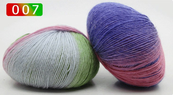 Pure wool rainbow thread long segment dyed fancy sheet music wool shawl hat thread medium fine hand woven lady wool