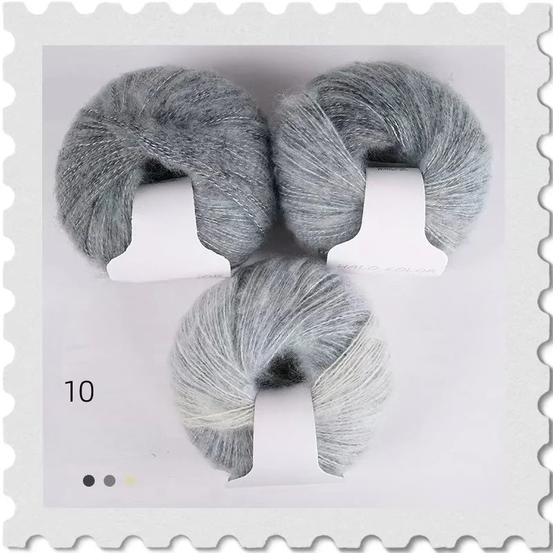 Gradual change wool thread rainbow colorful pony sea shawl handmade scarf thread ball line