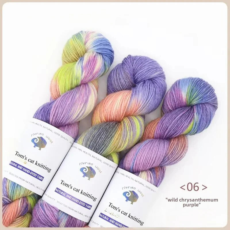 Dopamine hand dye gradual change wool thread segment dye wool DIY hand knitted baby sweater scarf ball thread 100g