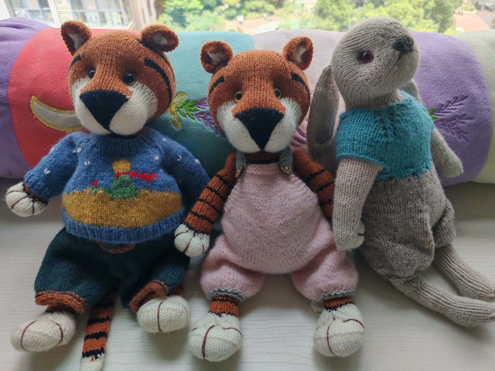 Hand Knitted   Soft Toys tiger toy in Dress  gift  handmade toy