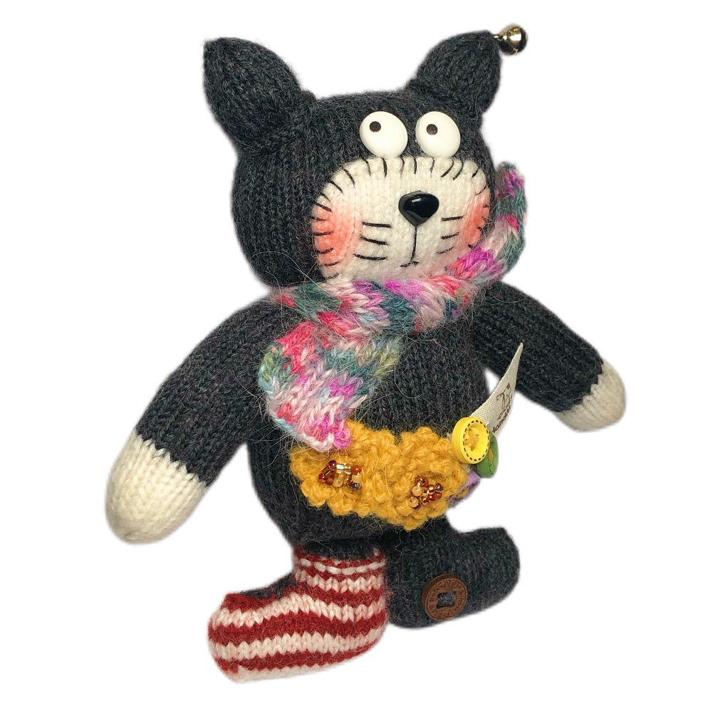 Handmade  knit  Soft  toys   Clothed Cute Cookie cat Stuffed Animal in Dress handmade toy