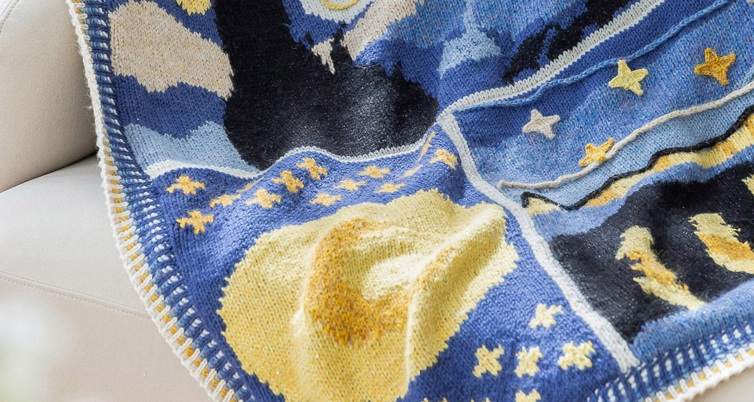 Knit handmade   Blanket     wool  yarn  Special gift    Starry Night