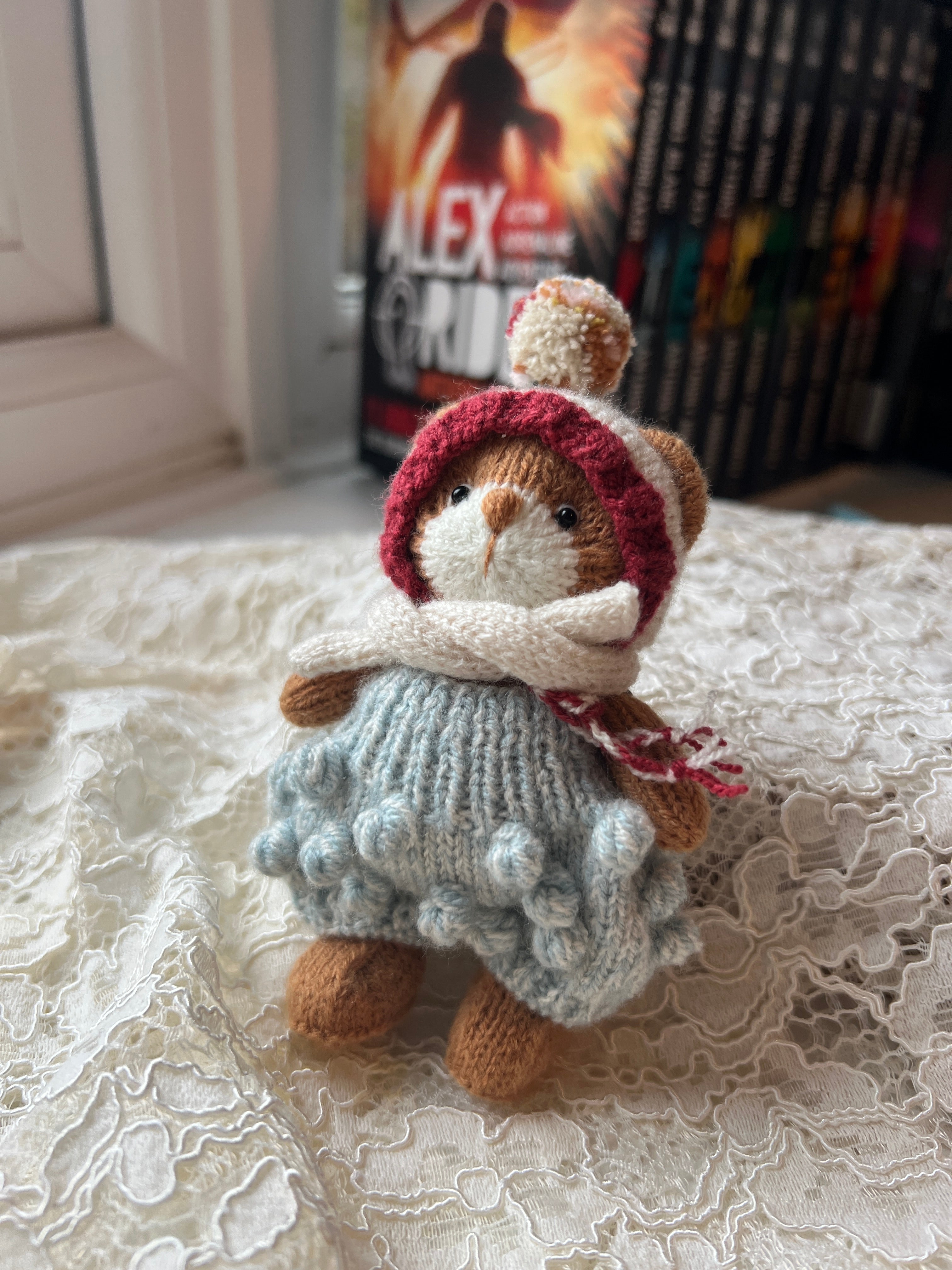 handmade  knit  Soft  toys   Clothed Cute  bear Stuffed Animal in Dress handmade toy