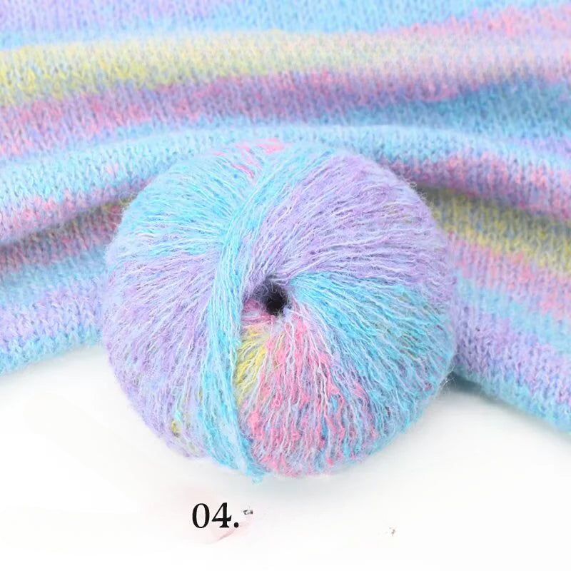 Hand-woven 50 grams of candy colored segment dyed wool