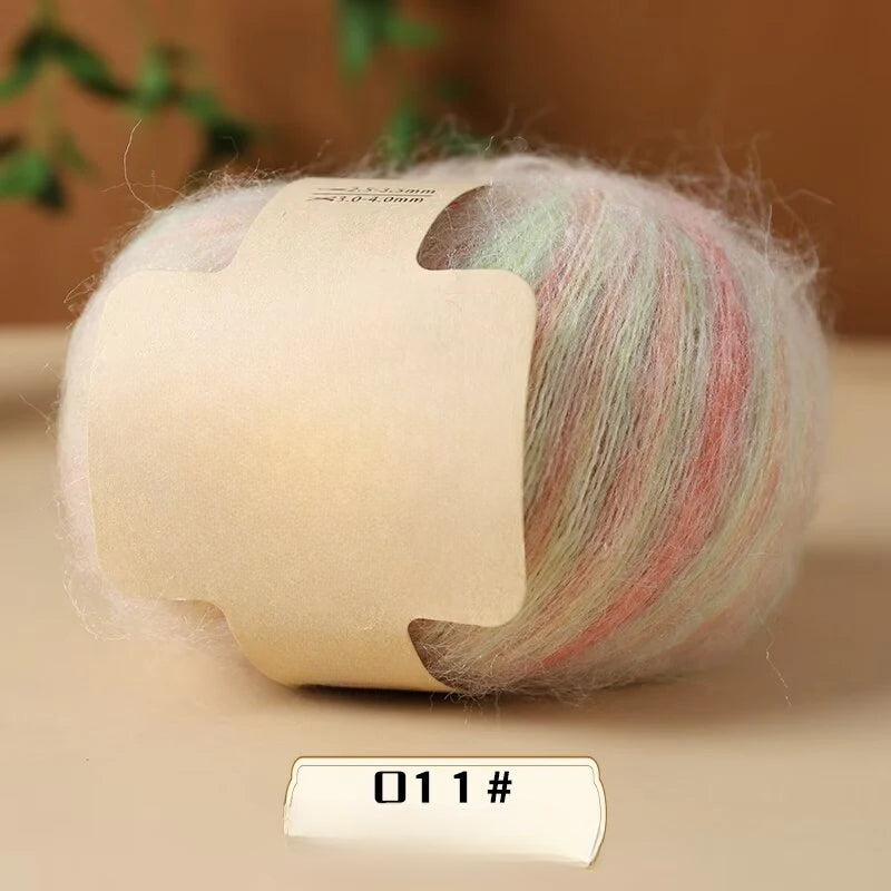Colorful small cloud velvet segment dyed silk mohair worsted fine wool lace thread hand-woven sweater scarf shawl