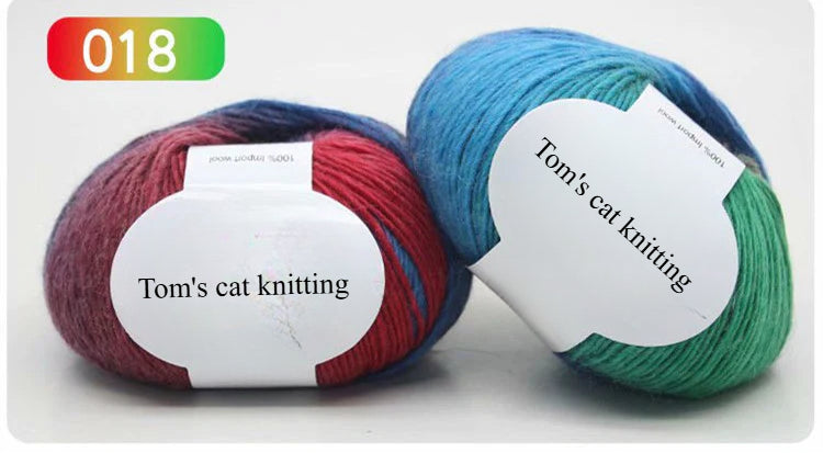 Pure wool rainbow thread long segment dyed fancy sheet music wool shawl hat thread medium fine hand woven lady wool