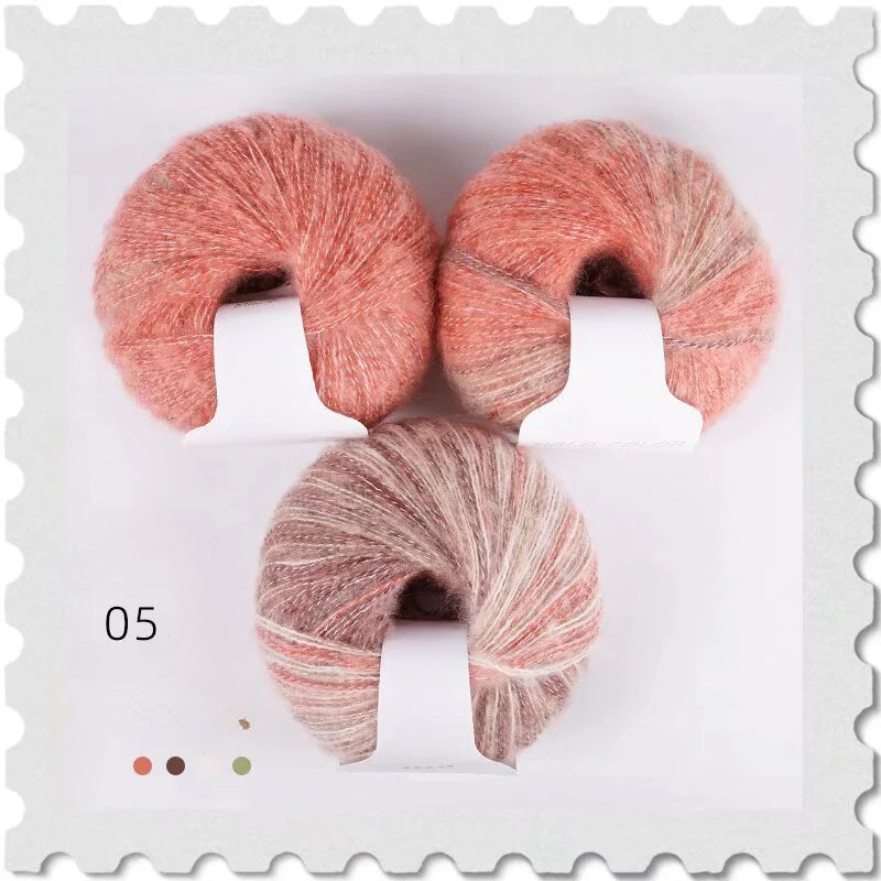 Gradual change wool thread rainbow colorful pony sea shawl handmade scarf thread ball line