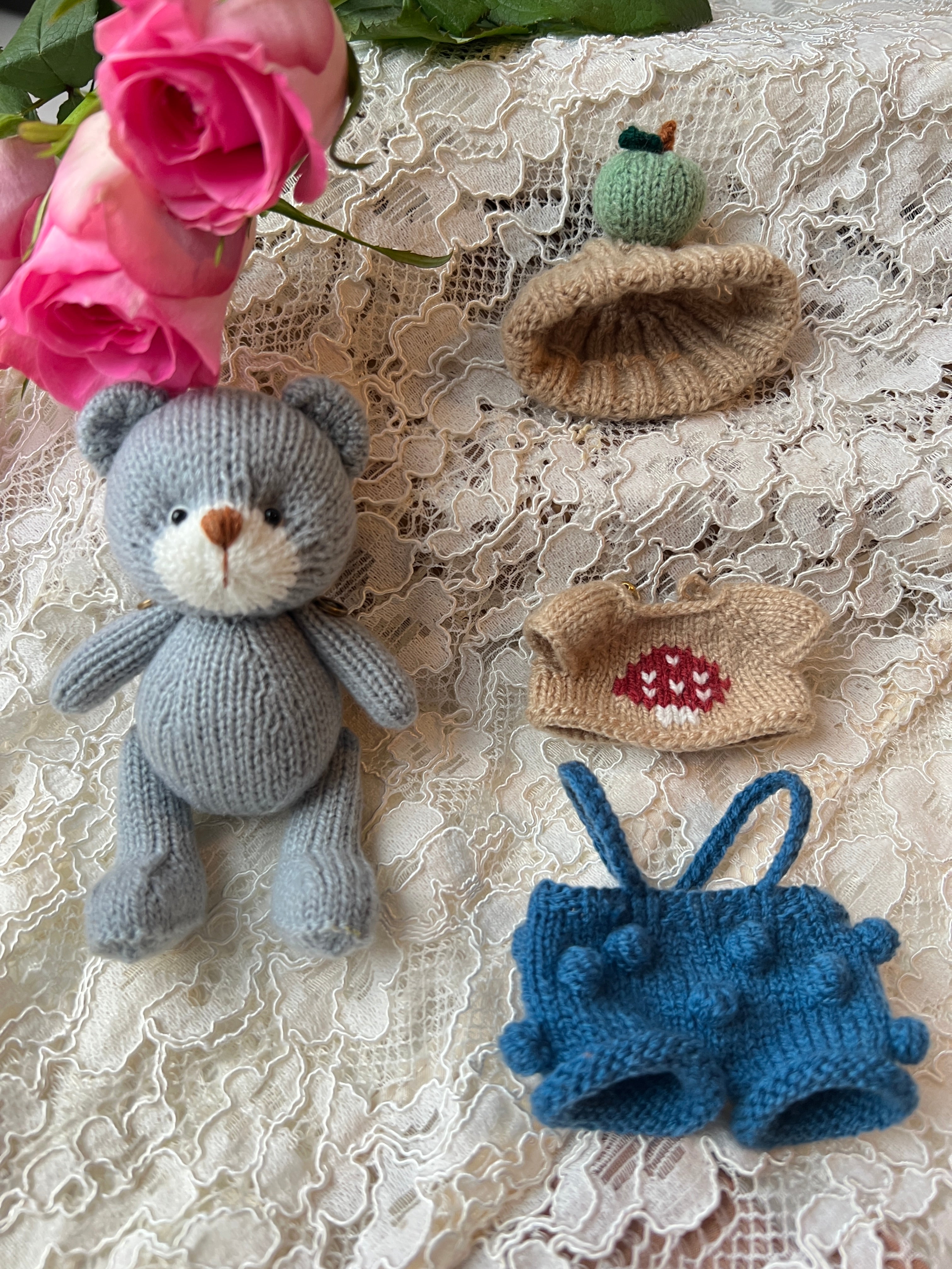 handmade  knit  Soft  toys   Clothed Cute  bear Stuffed Animal in Dress handmade toy