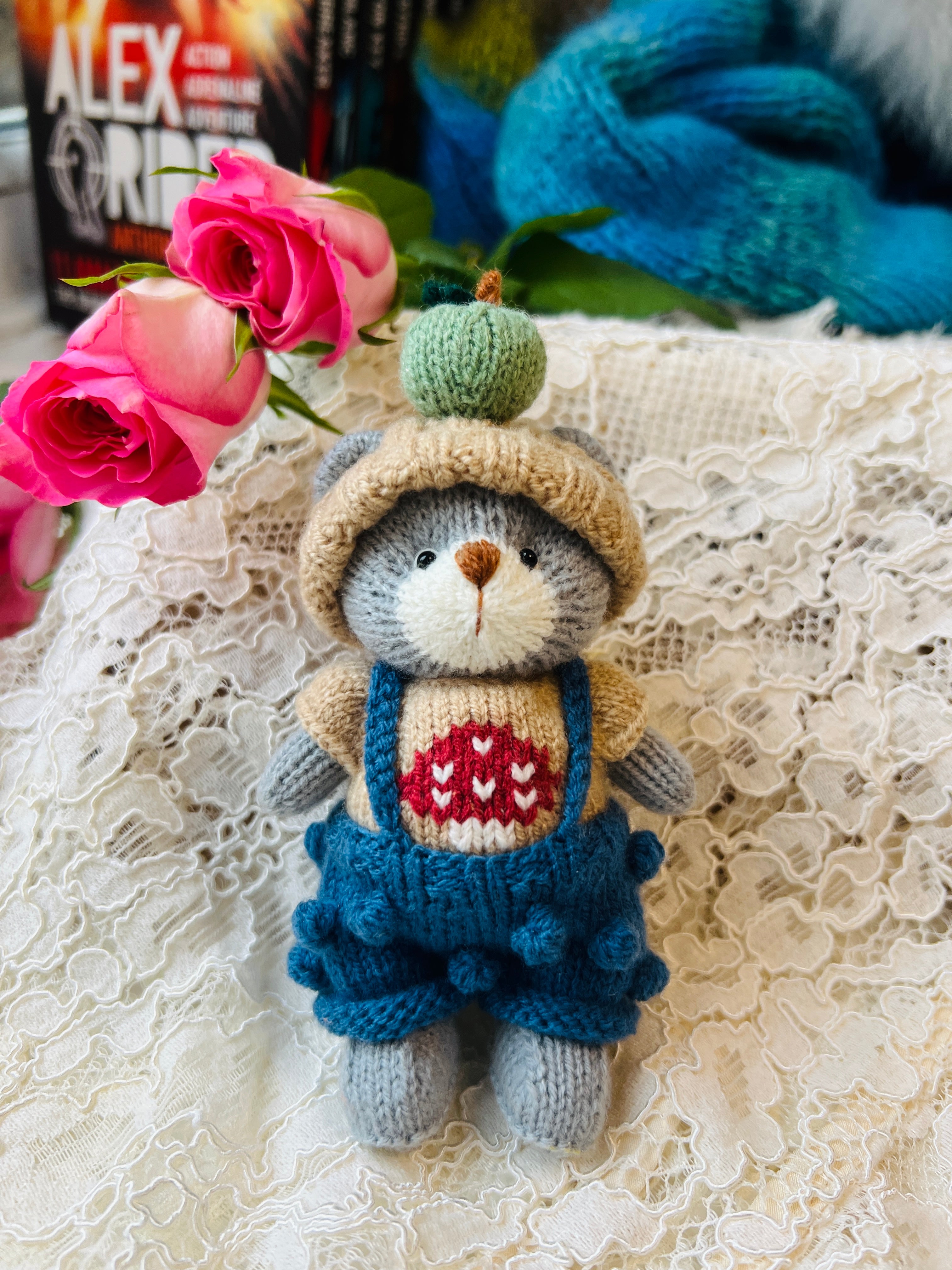 handmade  knit  Soft  toys   Clothed Cute  bear Stuffed Animal in Dress handmade toy