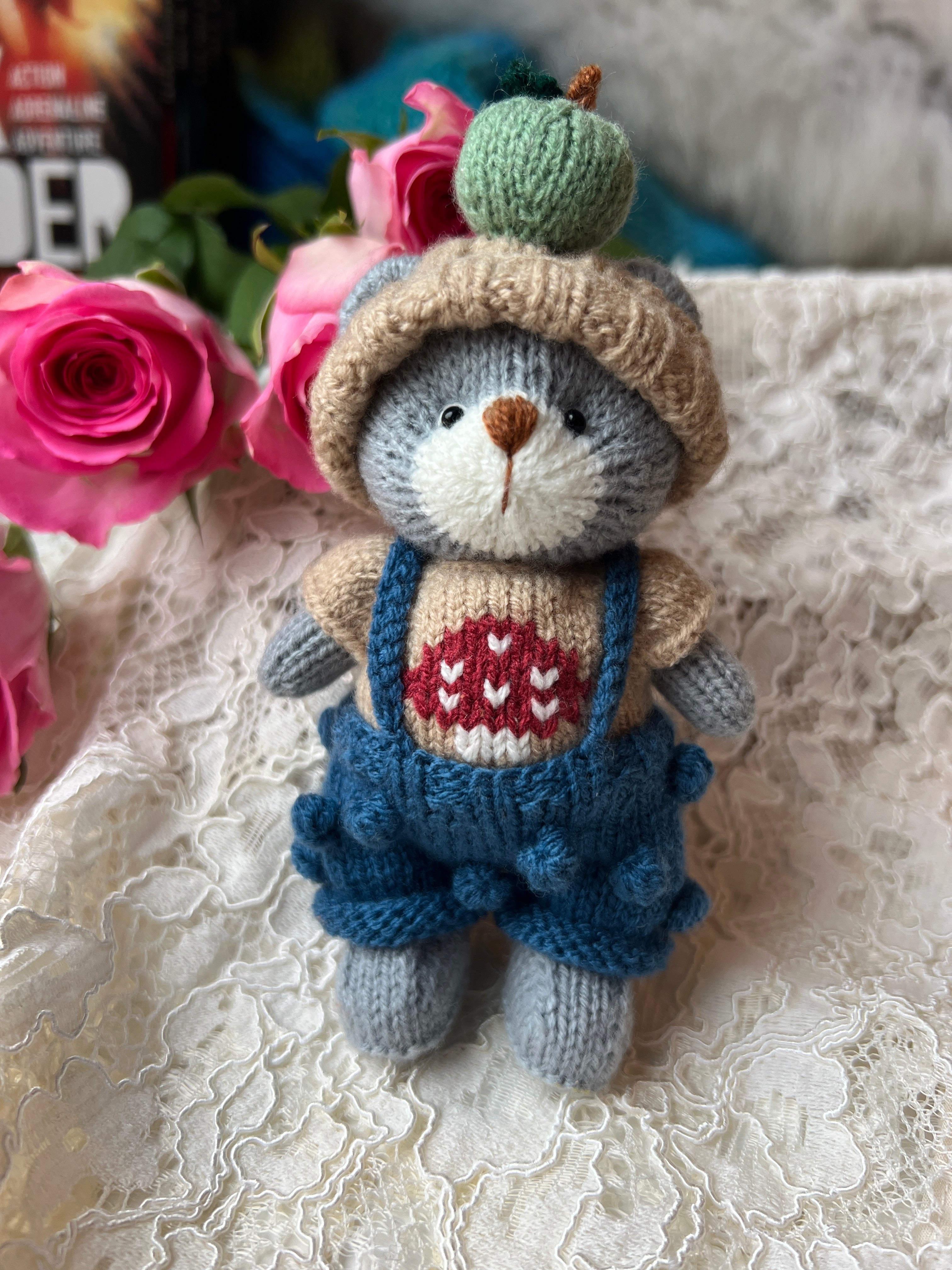 handmade  knit  Soft  toys   Clothed Cute  bear Stuffed Animal in Dress handmade toy