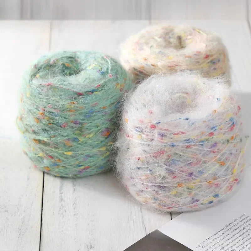 Hand-woven rainbow candy mohair color large gram weight bean thread does not tie medium thick sweater thread doll material pack