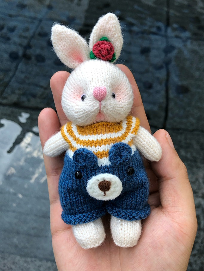 Handmade   Knitted Soft Toys Rabbit toy in Dress gift handmade toy