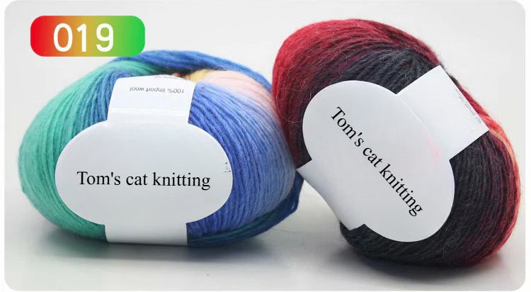 Pure wool rainbow thread long segment dyed fancy sheet music wool shawl hat thread medium fine hand woven lady wool