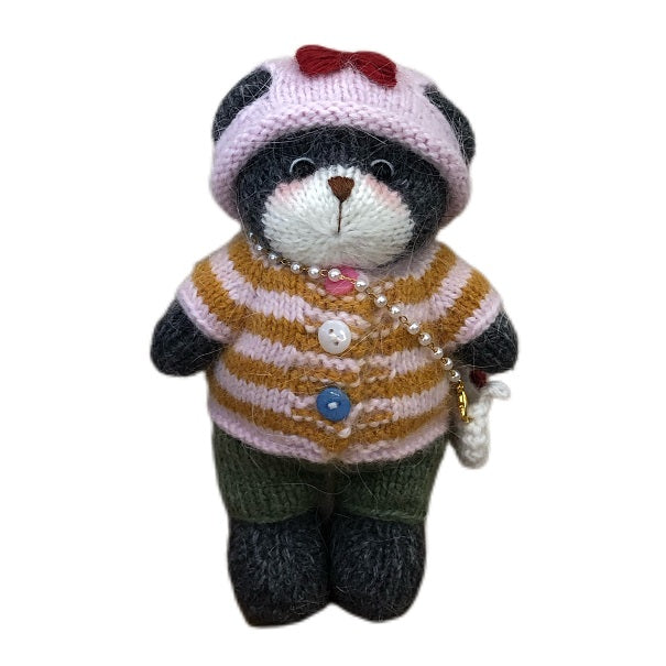 Hand knit  Soft  toys   wool  handmade  Clothed Cute  Bear Stuffed Animal in Dress