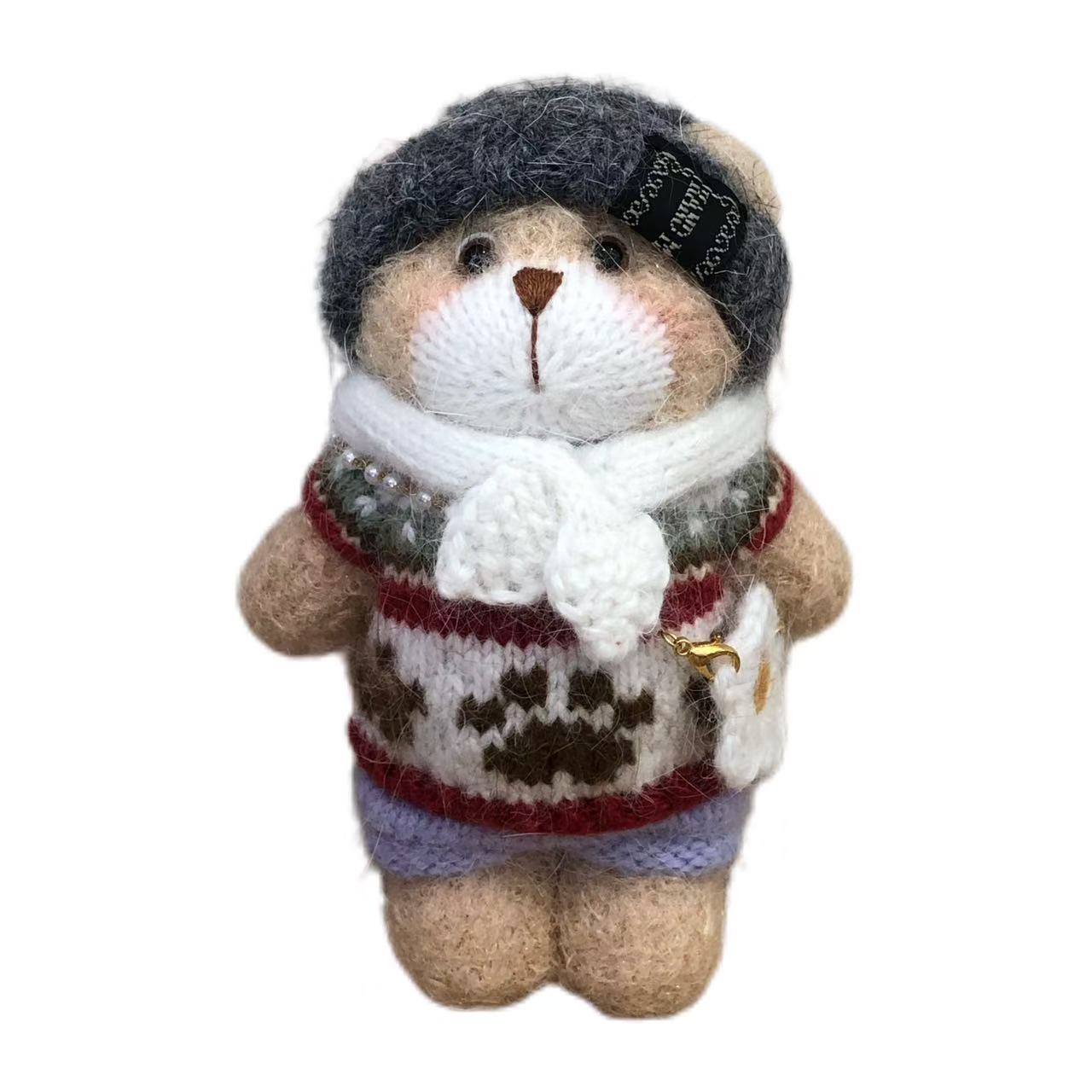 Hand knit  Soft  toys   wool  handmade  Clothed Cute  Bear Stuffed Animal in Dress