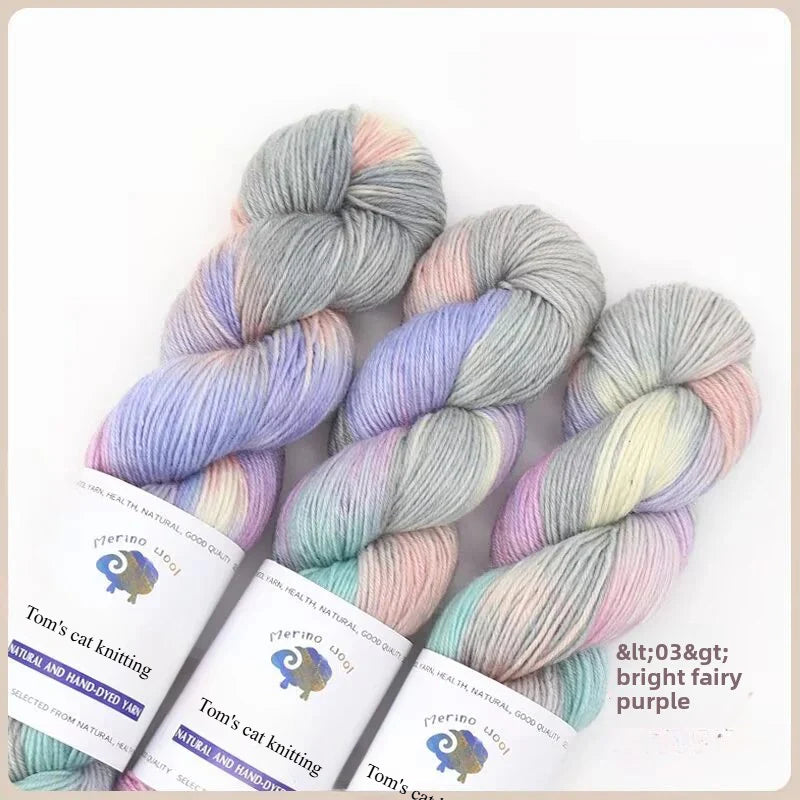 Dopamine hand dye gradual change wool thread segment dye wool DIY hand knitted baby sweater scarf ball thread 100g