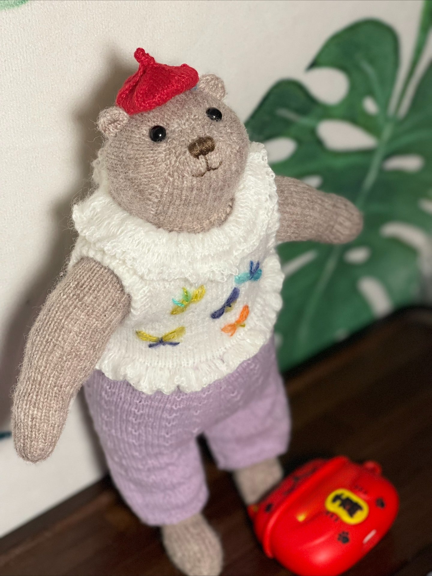 hand knit  Soft  toys   Clothed Cute  bear Stuffed Animal in Dress