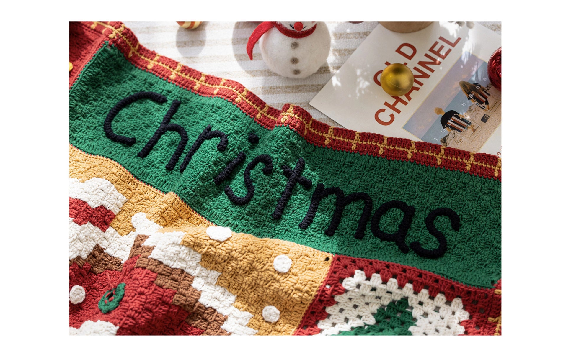 Knit handmade   Blanket     Christmas  Cotton thread