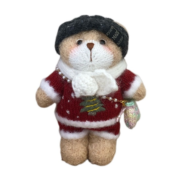 Hand knit  Soft  toys   wool  handmade  Clothed Cute  Bear Stuffed Animal in Dress