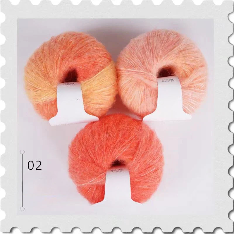 Gradual change wool thread rainbow colorful pony sea shawl handmade scarf thread ball line