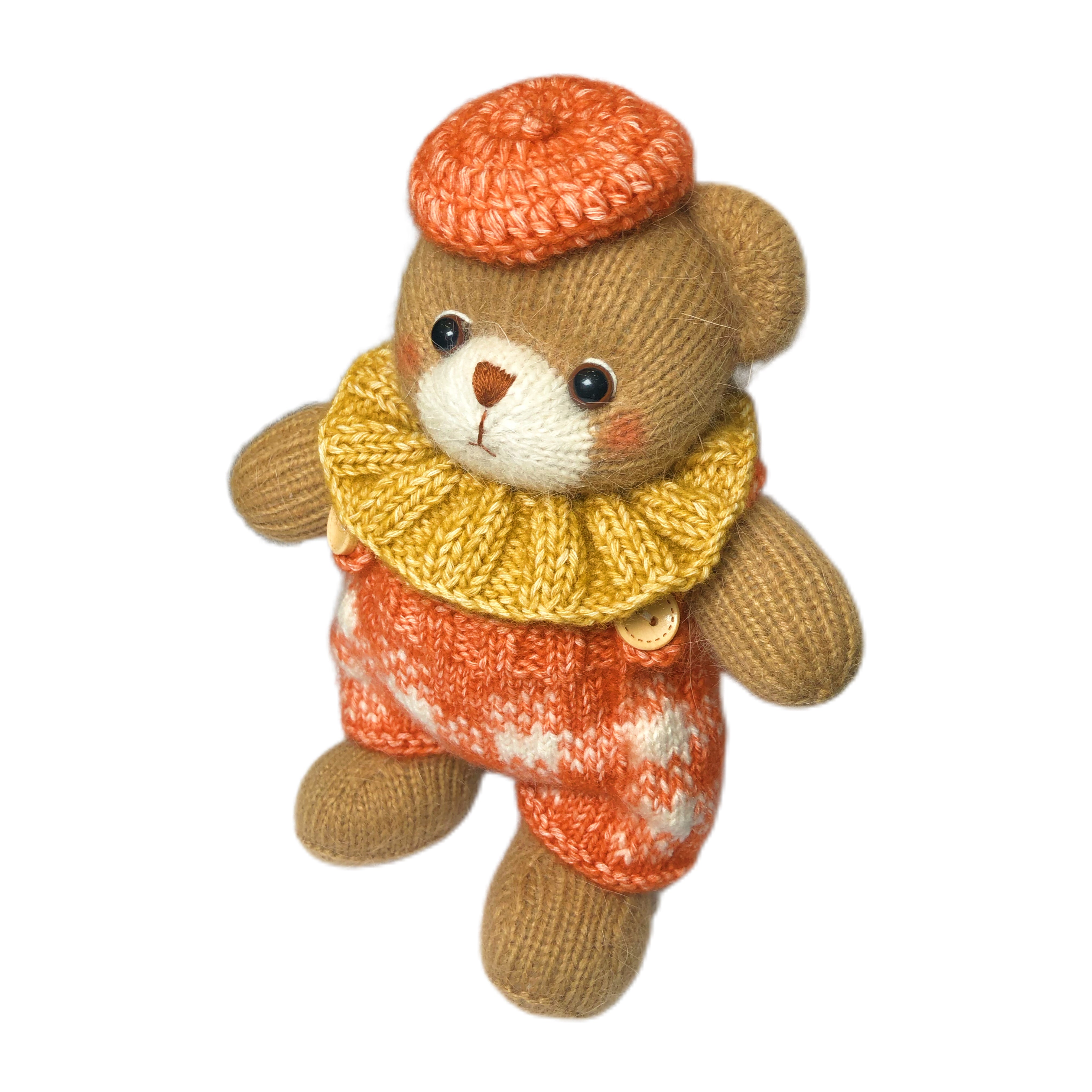 Hand Knit Bear Girl Doll in   Dress Gift Cute Knitted Bear Soft Toy Stuff Animal Bear Toy