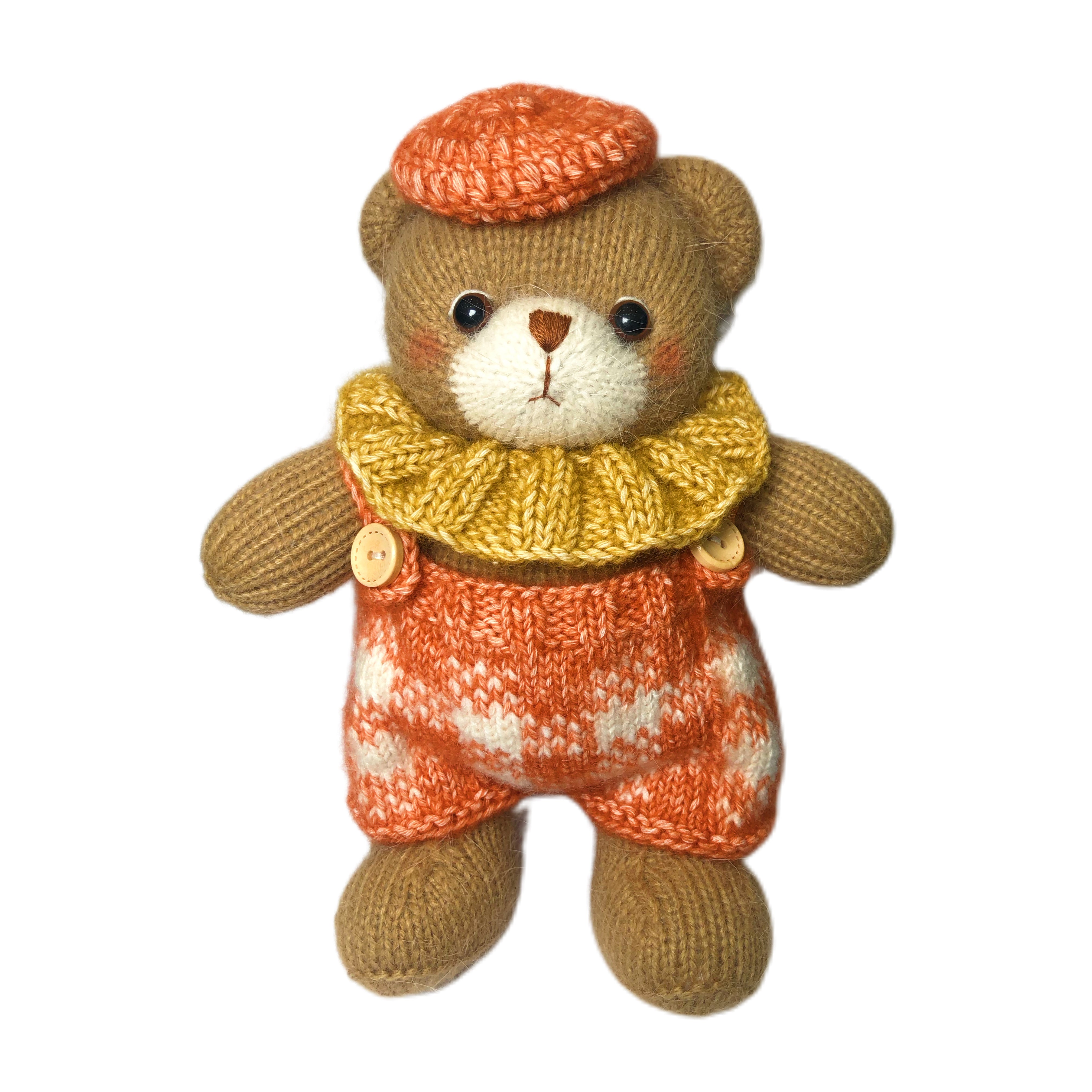 Hand Knit Bear Girl Doll in   Dress Gift Cute Knitted Bear Soft Toy Stuff Animal Bear Toy