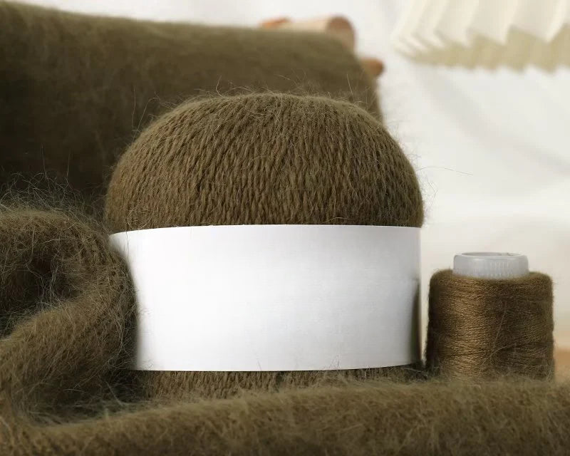 Long-haired mink wool, hand-knitted cashmere knitted hat jacket, woven medium-coarse mink scarf cashmere thread