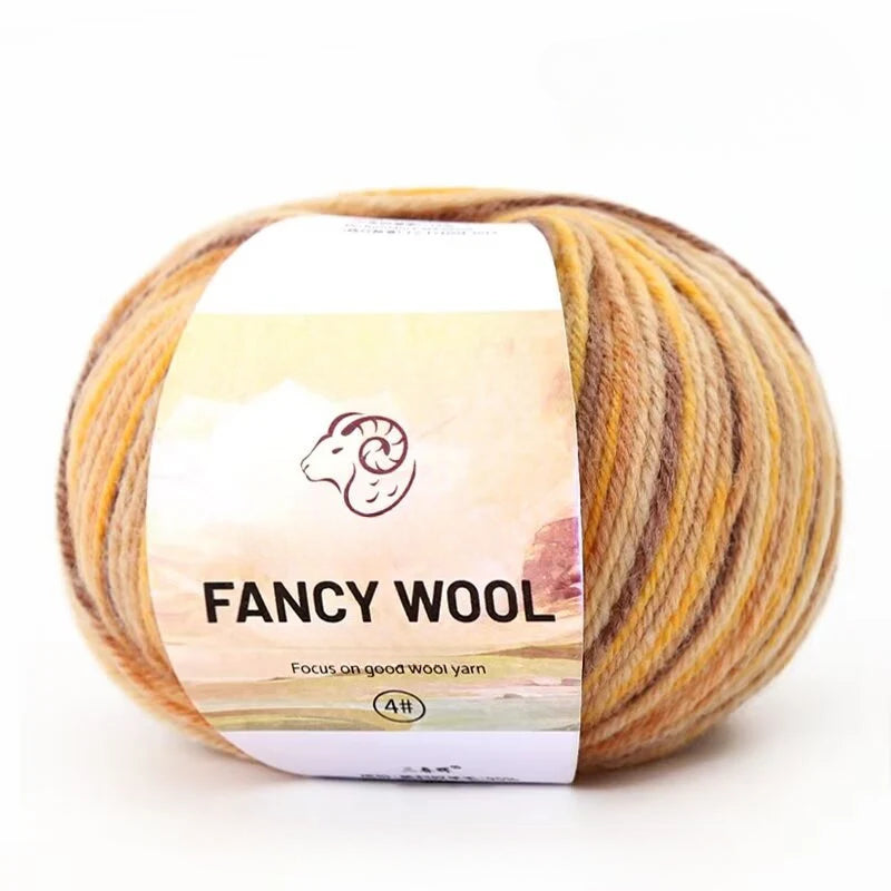 Rainbow Fancy Segment Dyed Medium Fine Wool Thread Hand Knitted DIY Shawl Scarf Sweater Wool 50g