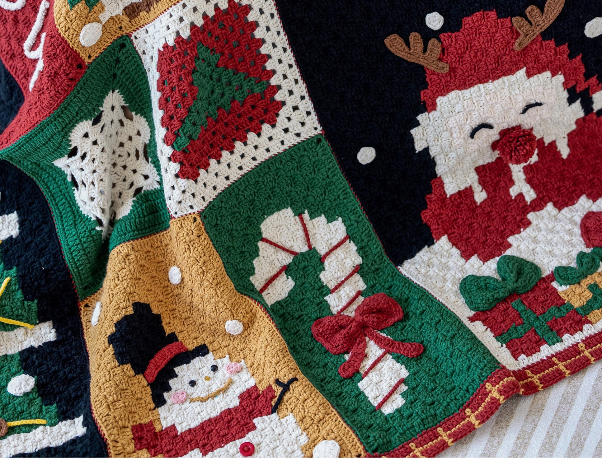 Knit handmade   Blanket     Christmas  Cotton thread