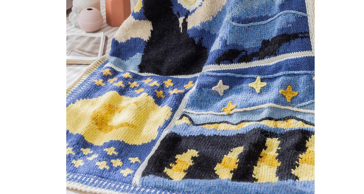 Knit handmade   Blanket     wool  yarn  Special gift    Starry Night