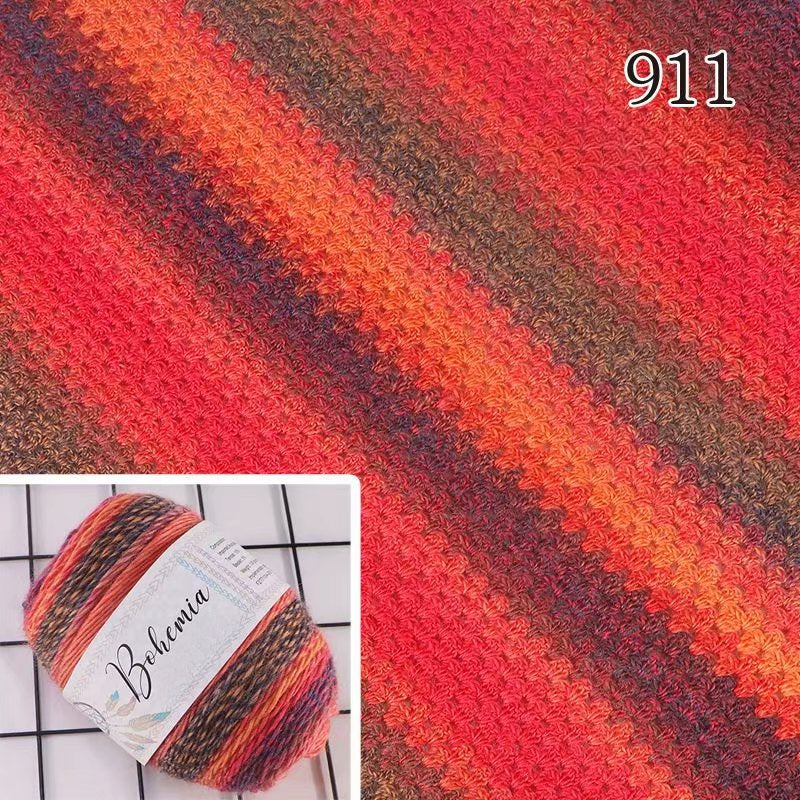 New Rainbow Thread Bohemian Rainbow Medium Thickness Hand Knitted Wool Cake Thread Crafts