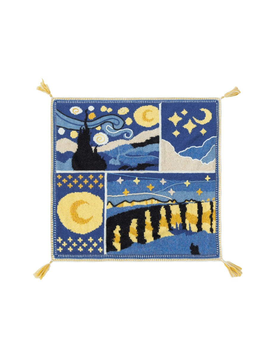 Knit handmade   Blanket     wool  yarn  Special gift    Starry Night