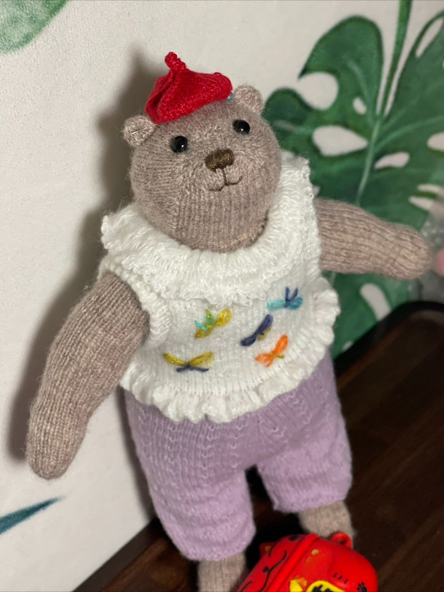 hand knit  Soft  toys   Clothed Cute  bear Stuffed Animal in Dress