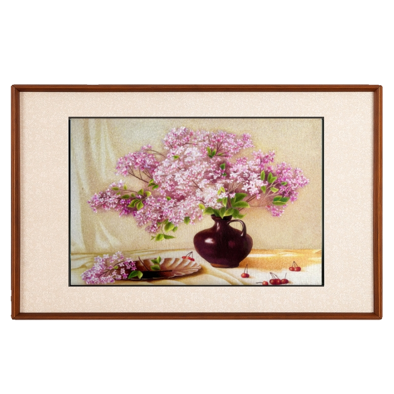 handmade art   flowers   full  Embroidery painting Lilac  Embroidery  artwork