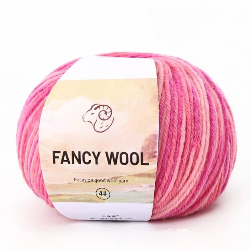 Rainbow Fancy Segment Dyed Medium Fine Wool Thread Hand Knitted DIY Shawl Scarf Sweater Wool 50g