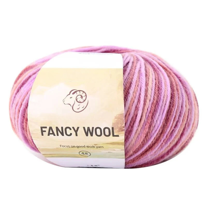 Rainbow Fancy Segment Dyed Medium Fine Wool Thread Hand Knitted DIY Shawl Scarf Sweater Wool 50g