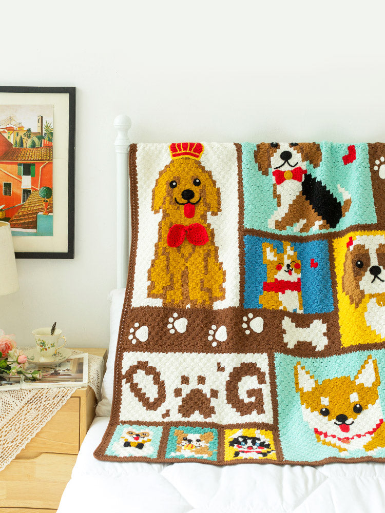 Knit handmade   Blanket      Cotton thread   Special gift  dogs cute