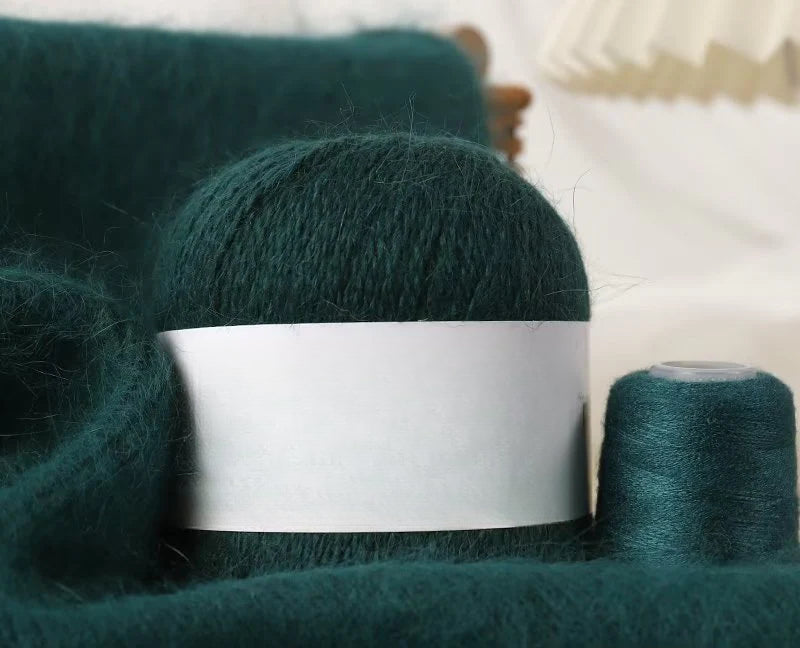 Long-haired mink wool, hand-knitted cashmere knitted hat jacket, woven medium-coarse mink scarf cashmere thread