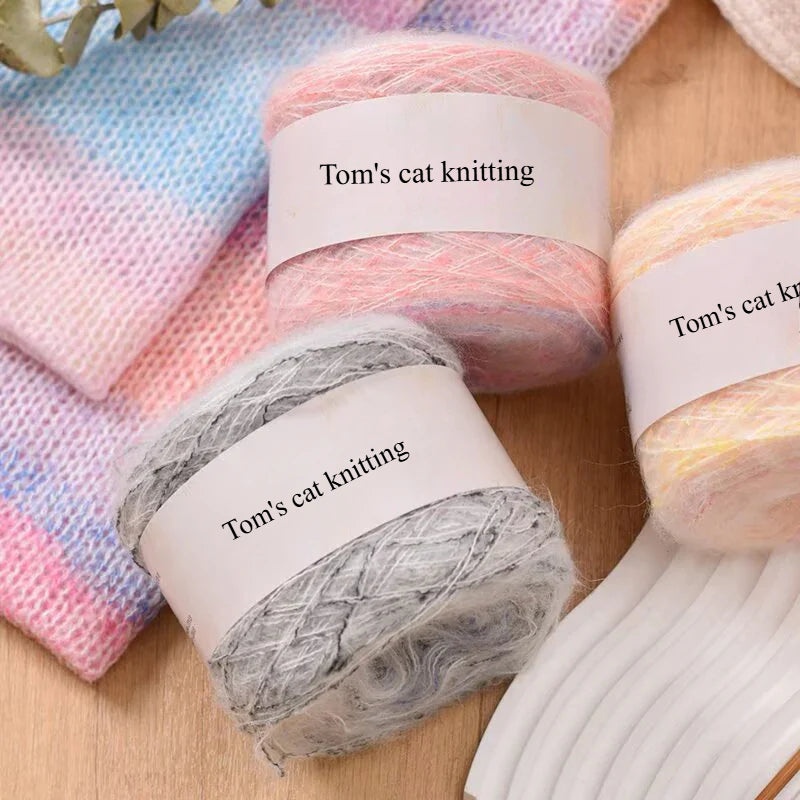 Long-section dyed mohair hand-woven sweater cake line DIY scarf line hand-woven sweater ball line
