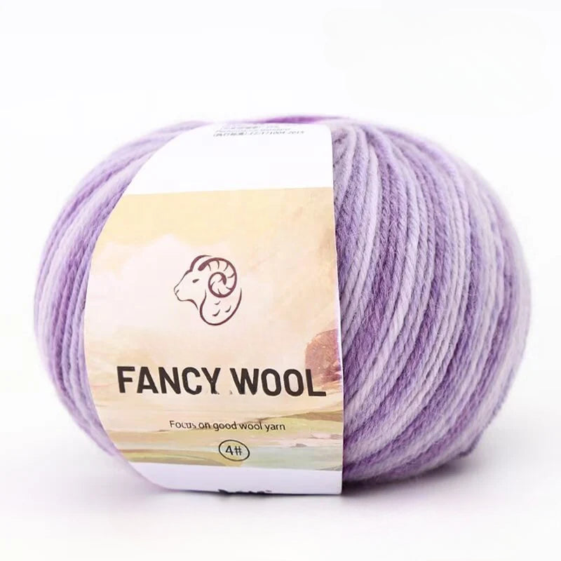 Rainbow Fancy Segment Dyed Medium Fine Wool Thread Hand Knitted DIY Shawl Scarf Sweater Wool 50g