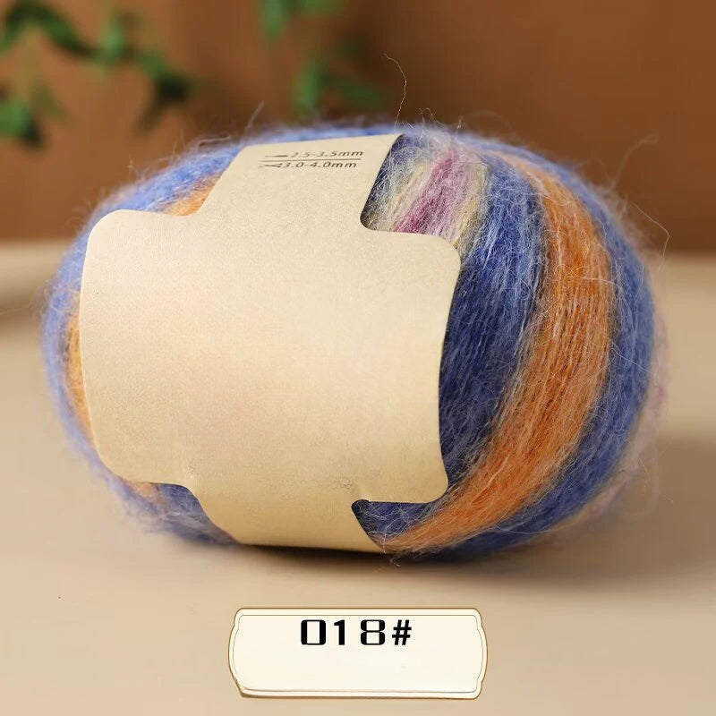 Colorful small cloud velvet segment dyed silk mohair worsted fine wool lace thread hand-woven sweater scarf shawl